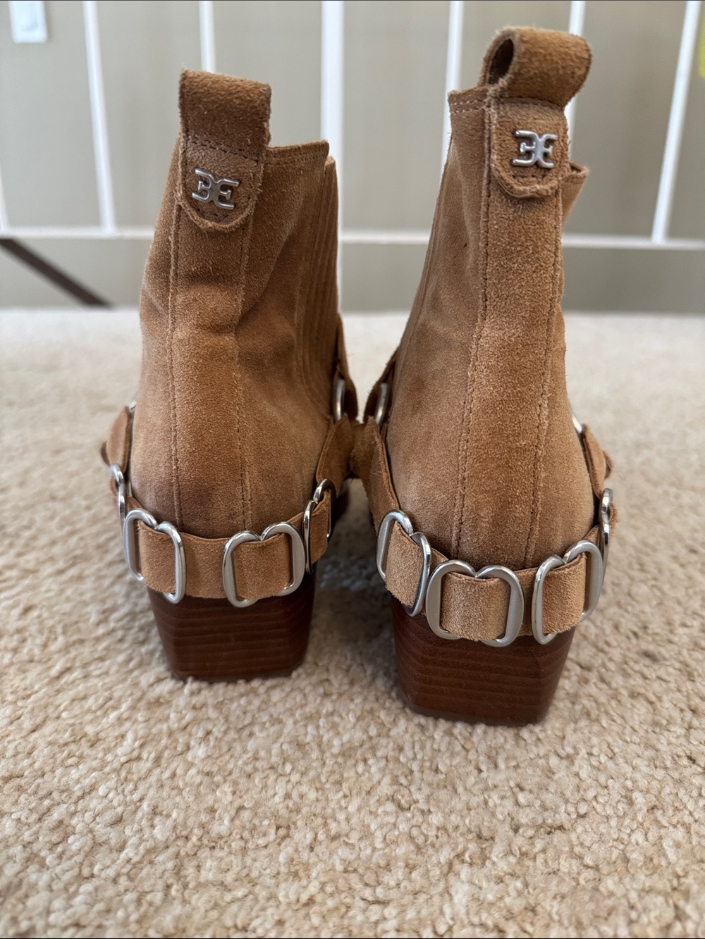 Sam Edelman Tan Suede Ankle Harness Booties - Picture 5 of 7